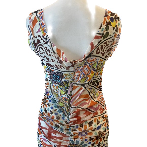 Vintage FUZZI Ruched Mesh Bodycon Maxi Dress - Picture 5 of 11